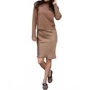 NEW MIMA ROSSO petite length slip skirt in desert sand